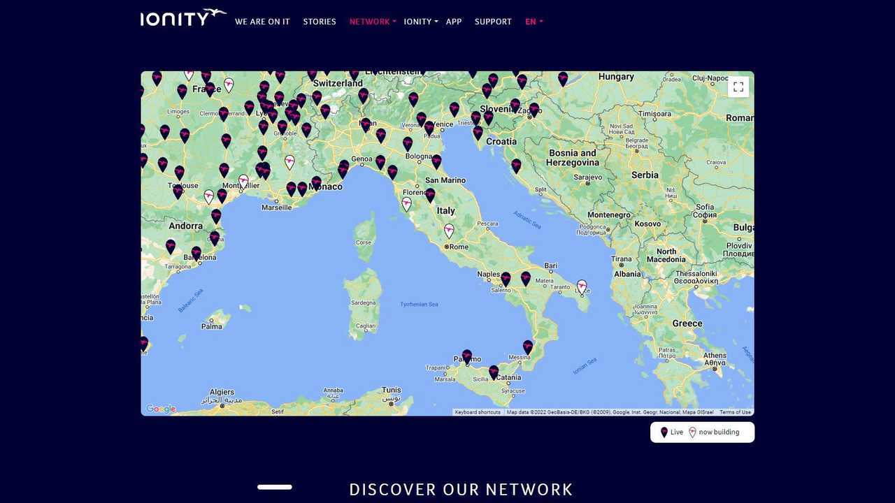 Rete Stazioni Ionity in Italia