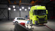 Crash testing di un camion elettrico Scania