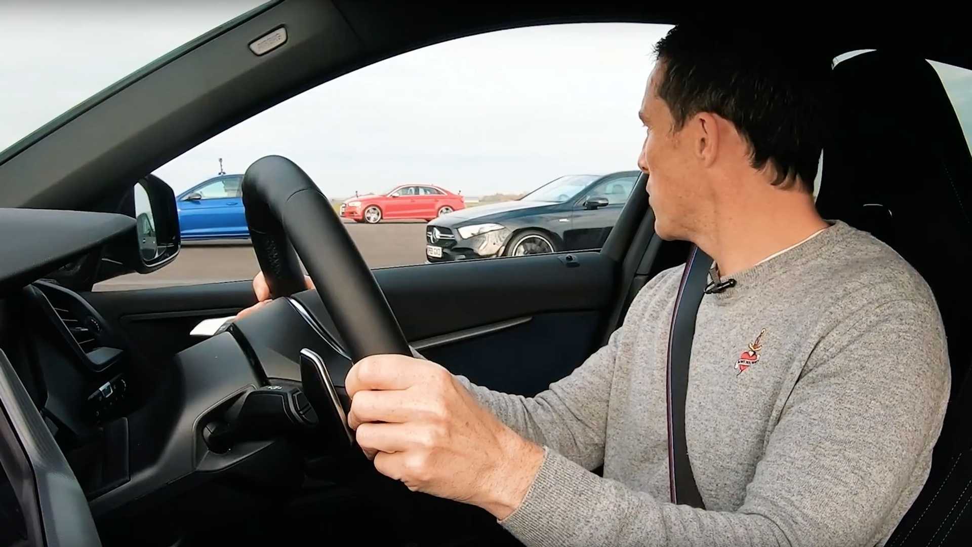 Watch Audi S3 Drag Race VW Golf R, AMG A35, And BMW M135i