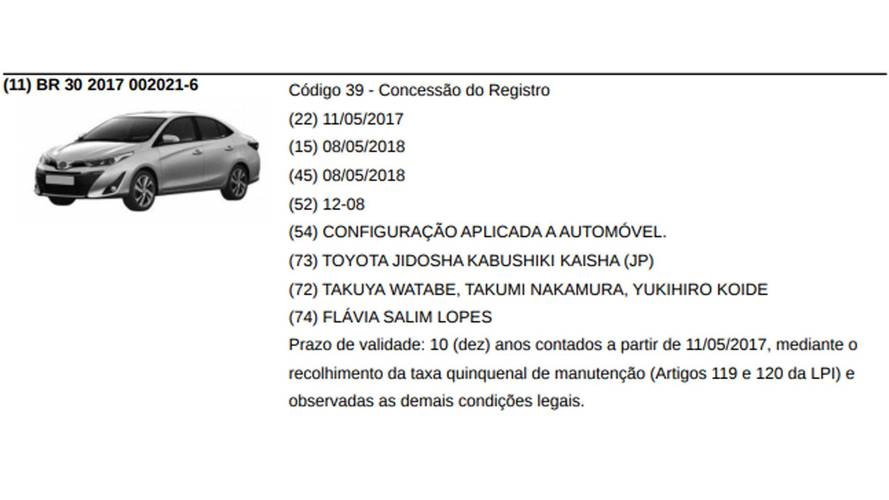 Toyota Yaris Sedan - INPI
