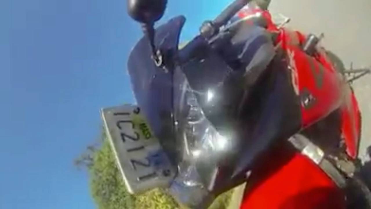 Video: License Plate Impales Bike