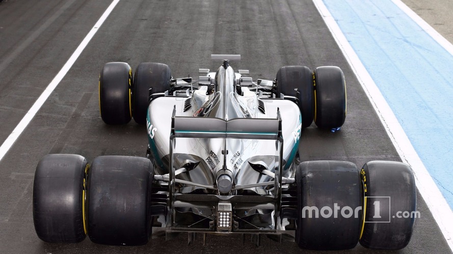 Mercedes AMG F1 W07 Hybrid with 2017 and 2016 Pirelli tires