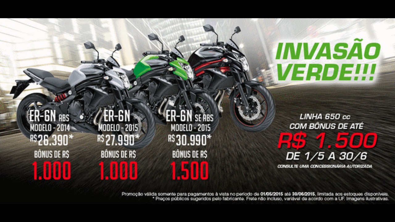 Kawasaki oferece bônus de até R$ 2 mil para ER-6n e Ninja 650