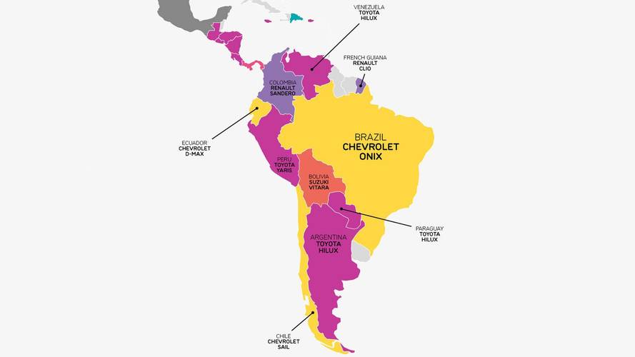 Carros mais vendidos de cada país