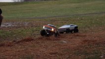 This RC Tesla Cybertruck Makes Epic Tug-Of-War Against RC Chevy Truck