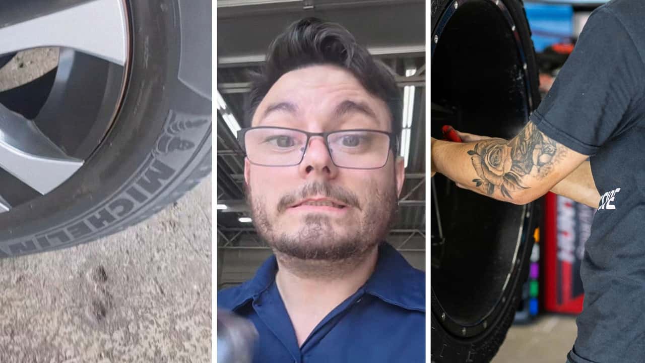 Man takes his Michelin tire in for a patch