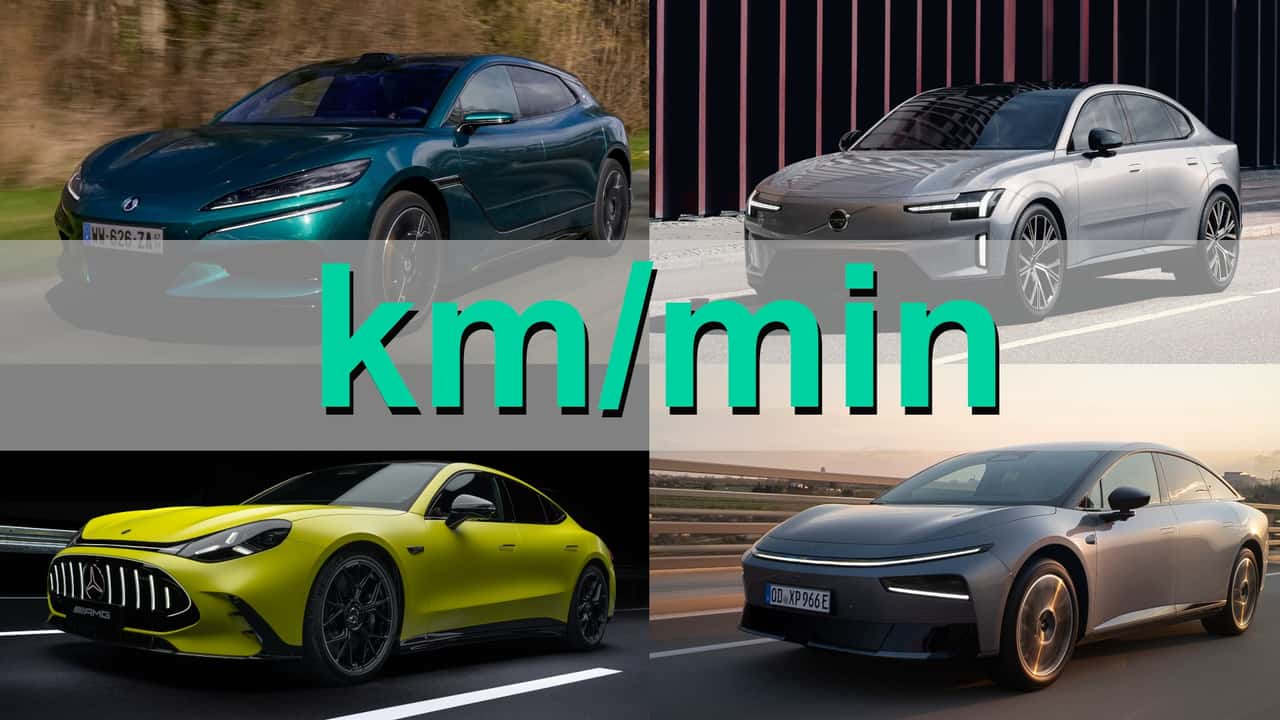 Reichweite-Nachladen: Collage mit vier guten Autos