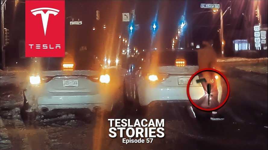 TeslaCam & Fox News Van Stumble Upon Guy With Automatic Rifle