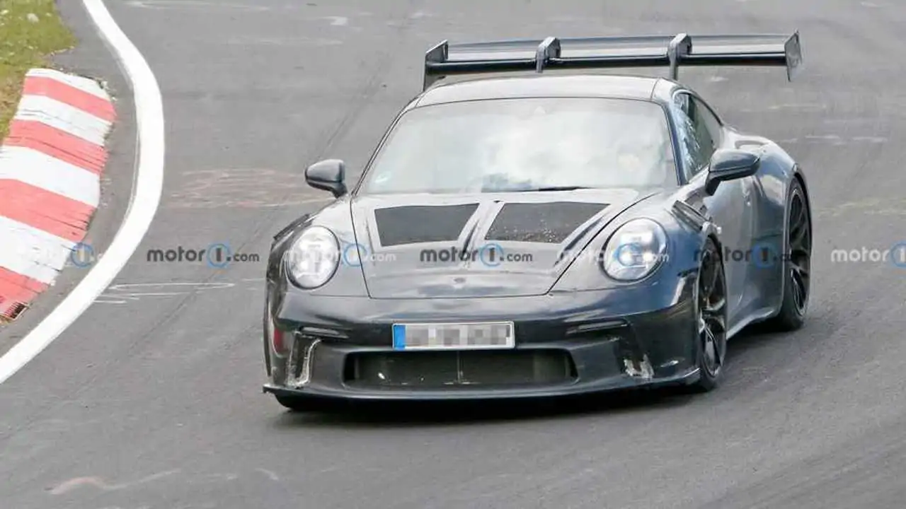 New Porsche 911 Gt3 Rs Spied Testing Massive Wing At The Nurburgring
