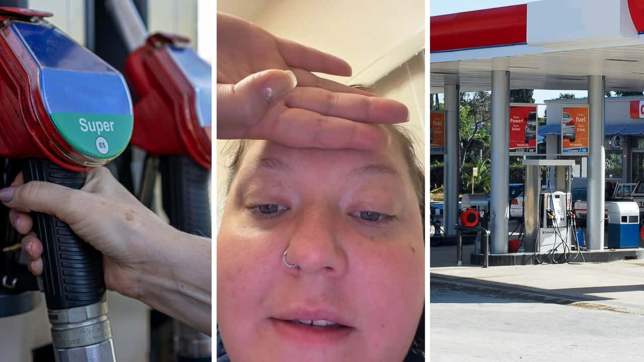 Woman goes to the gas station. Then she realizes that she paid for a gallon