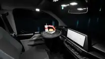 Ford E-Transit Custom: The cockpit with the steering wheel folded horizontally