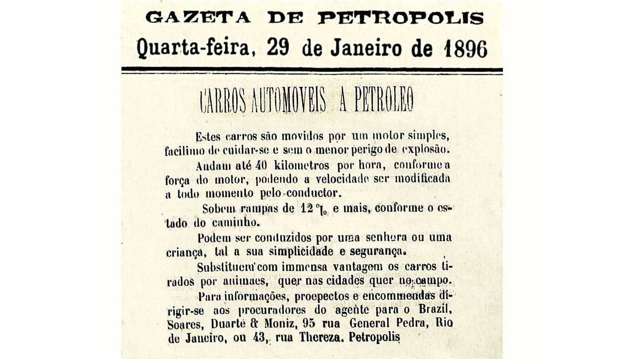 001 - O primeiro anúncio de um importador de automóveis no Brasil, em 1896