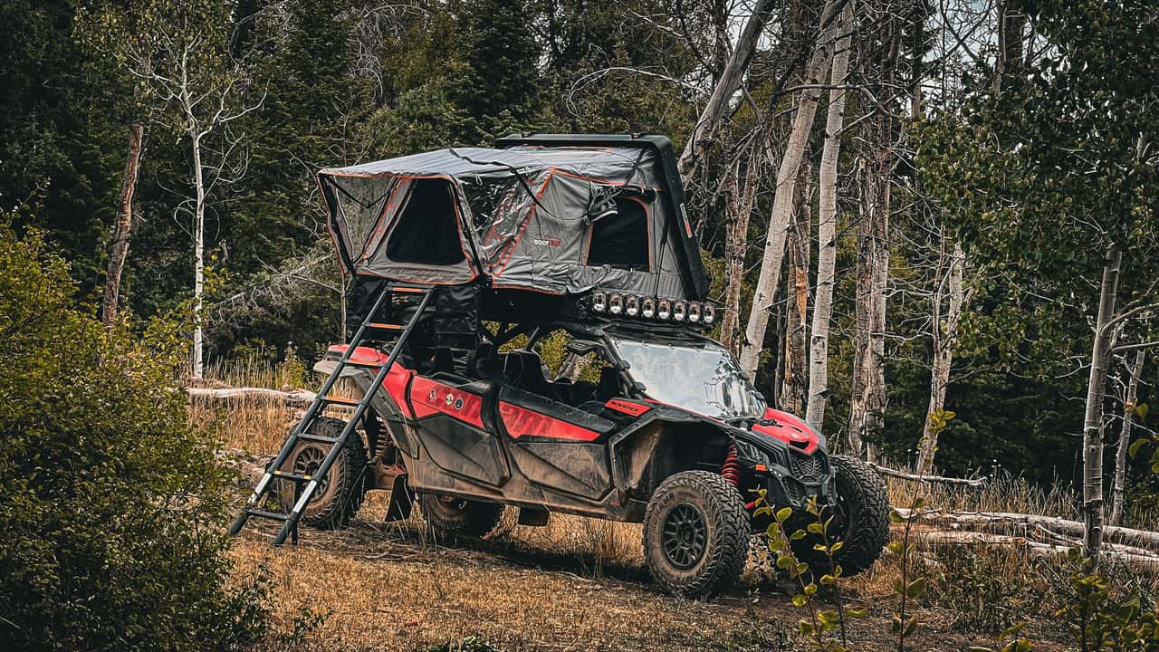 The Can-Am Maverick X3 in all its Roofnest camping glory.