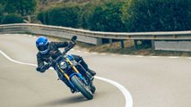 2022 Yamaha XSR900 - Blue - Front View Lean - Action