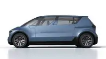 Indigo Flow ride-sharing electric vehicle exterior side view