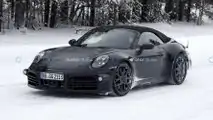 Porsche 911 Cabrio facelift spy photo (front three-quarters)