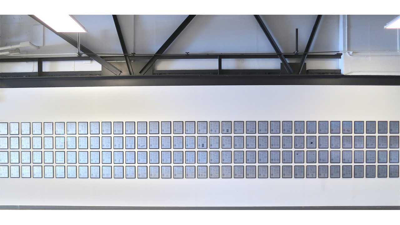 Tesla Patent Wall Before Offering Them Up For Free - Now Removed