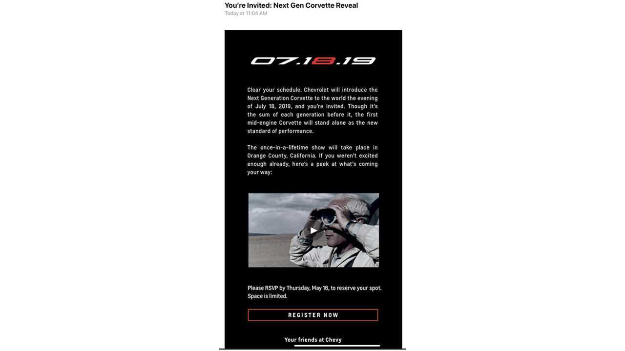Mid-Engined Corvette Reveal Invite