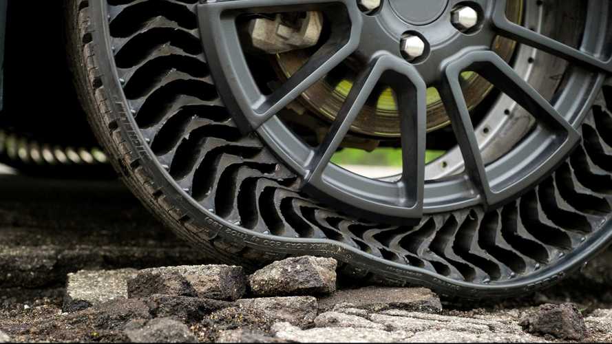 Prima prova in pubblico per le gomme senz'aria Michelin. Video