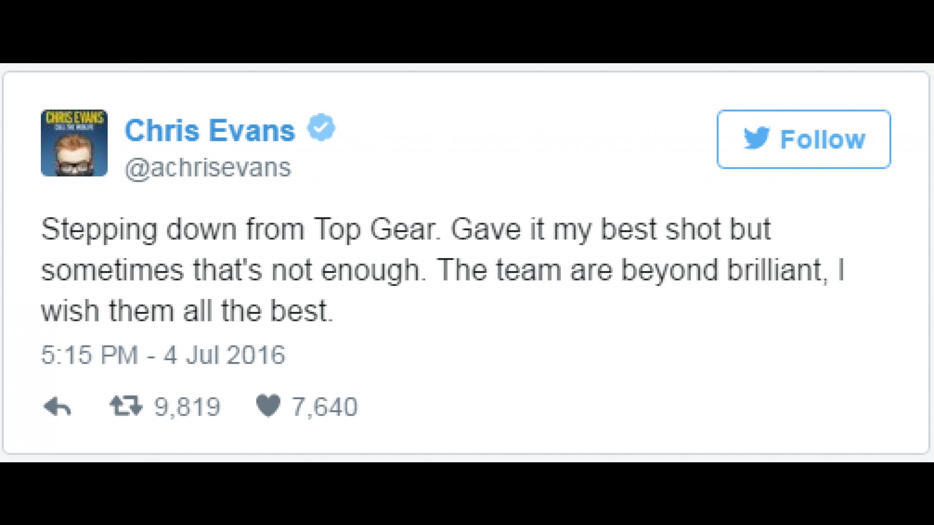 Chris Evans Top Gear'daki görevinden ayrıldı