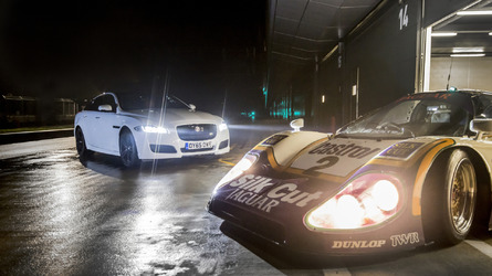 Jaguar XJR meets the XJR9-LM at Silverstone [video]