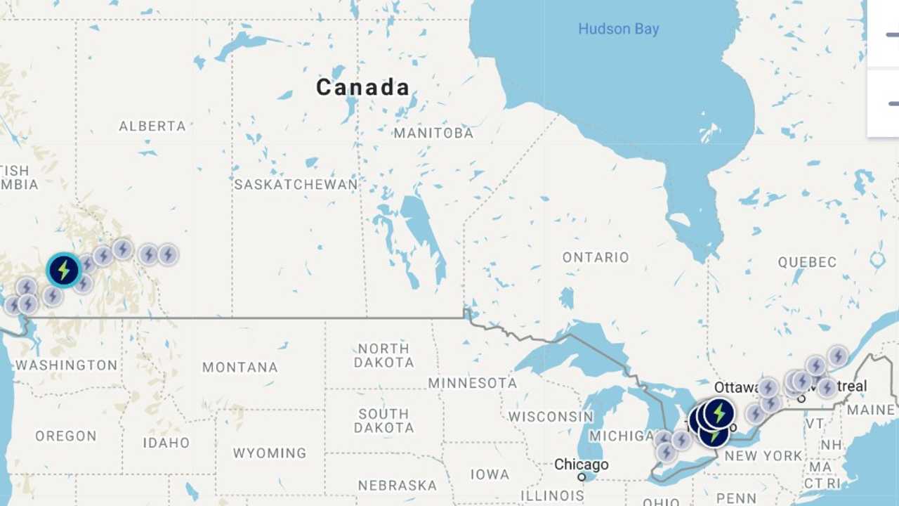Electrify Canada map