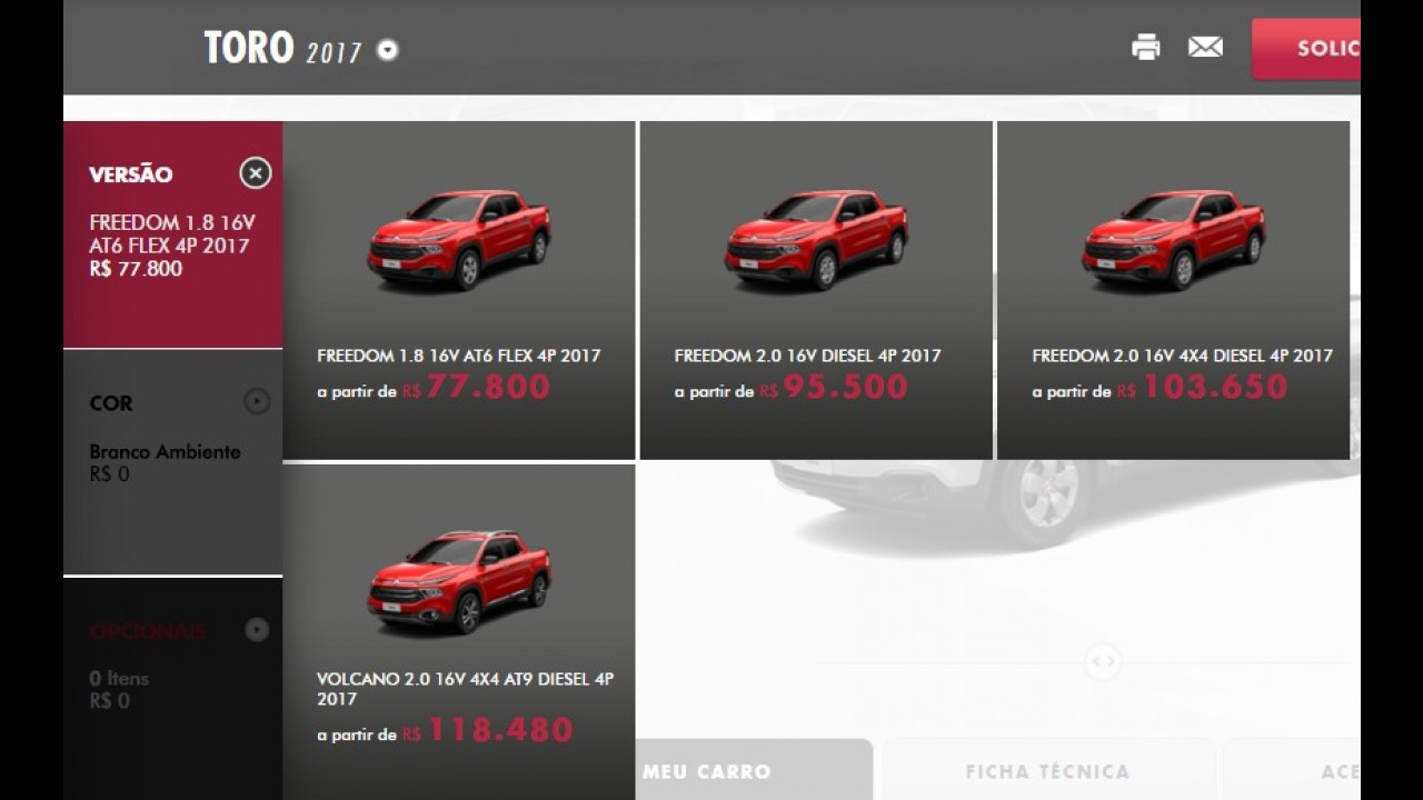 Sucesso de vendas, Fiat Toro fica mais cara e parte de R$ 77,8 mil - veja tabela