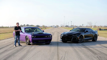 Hellcat versus ZL1 drag race