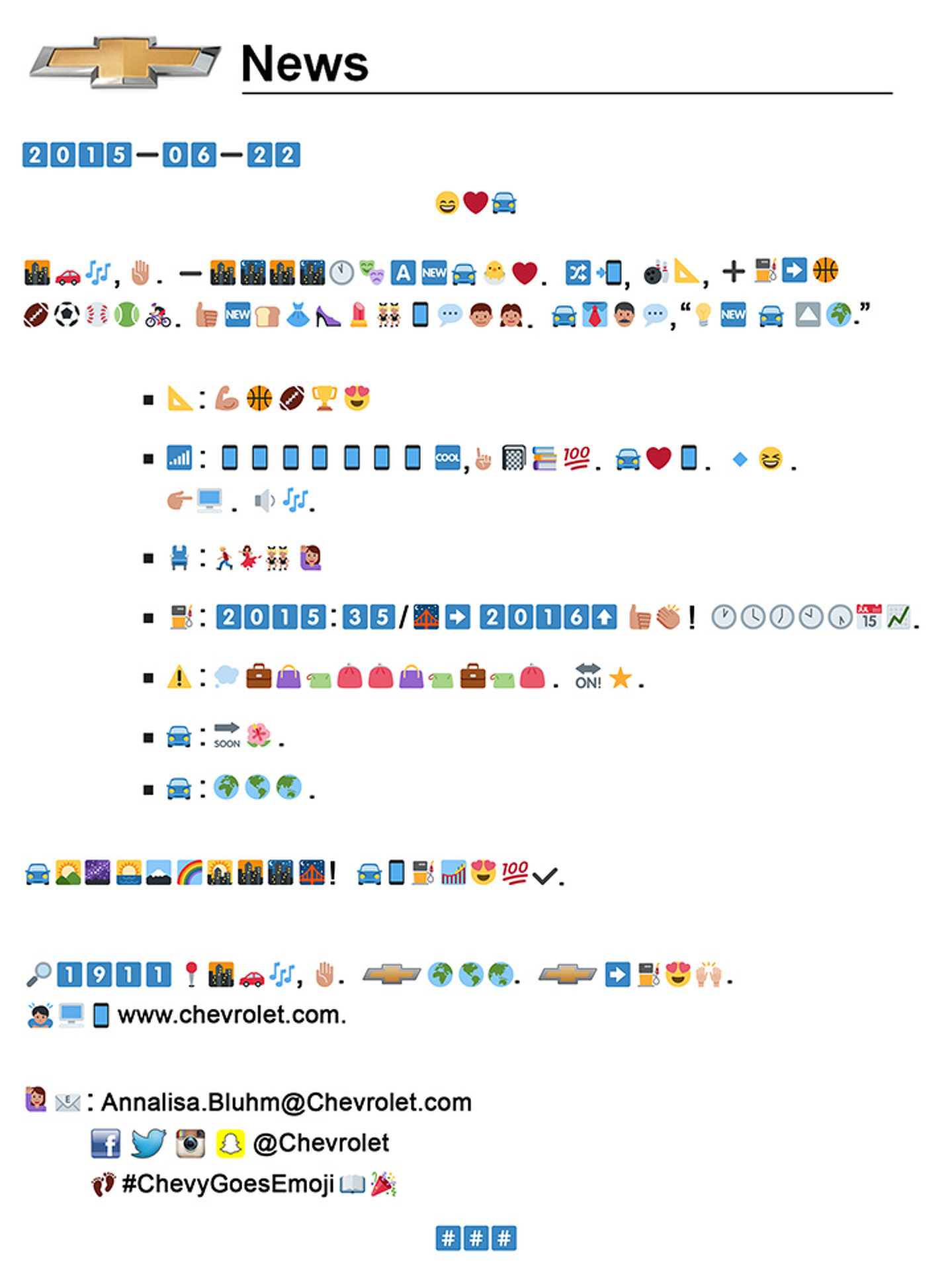 Try To #Translate #Chevrolet's All-Emoji #2016 #Cruze Press Release