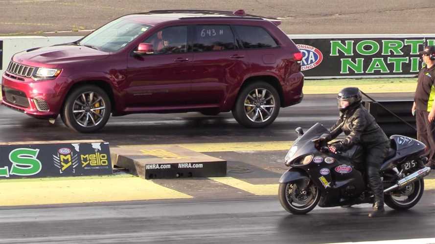 Jeep Trackhawk Drag Races Suzuki Hayabusa To An Odd Result