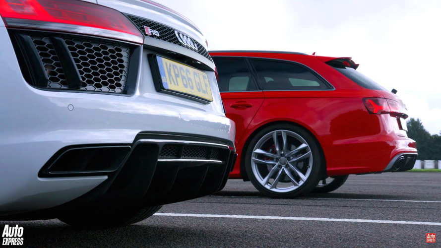 Audi RS6 drag races R8