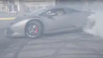 Lamborghini Huracan drifts at dealer