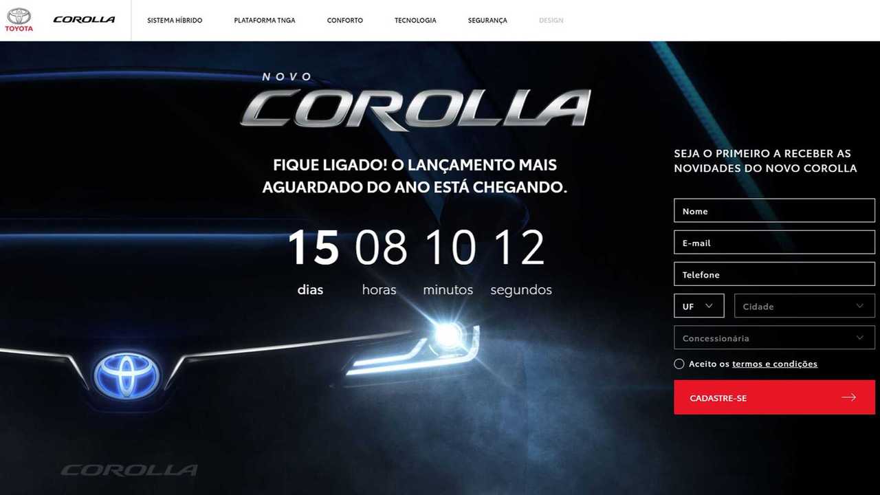 Toyota Corolla 2020 - Contagem regressiva