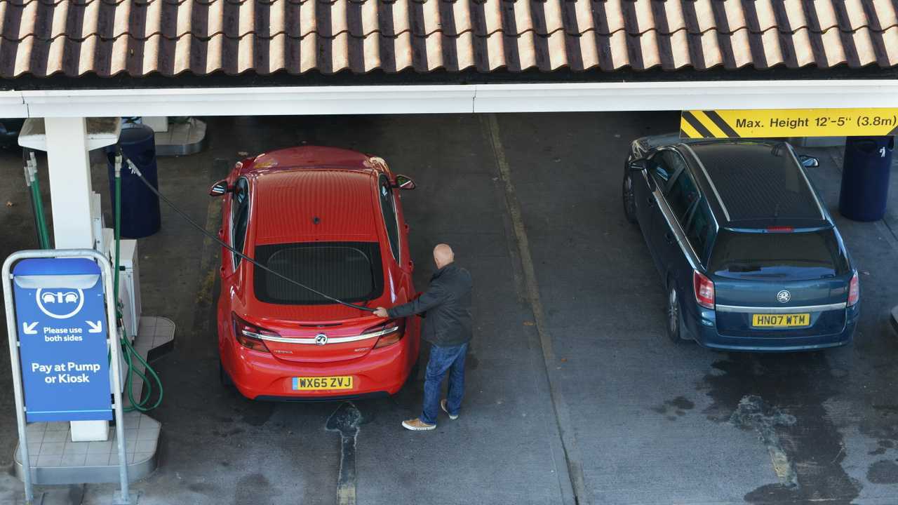 Motorists fill up at petrol startion in Trowbridge UK