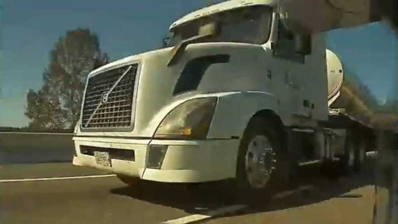 Video - Tanker Truck Almost Nails Tesla To A Concrete Barrier