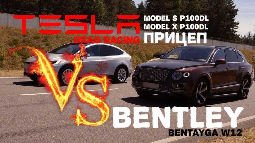 Watch Tesla Model X With Trailer In Tow Race Bentley Bentayga W12