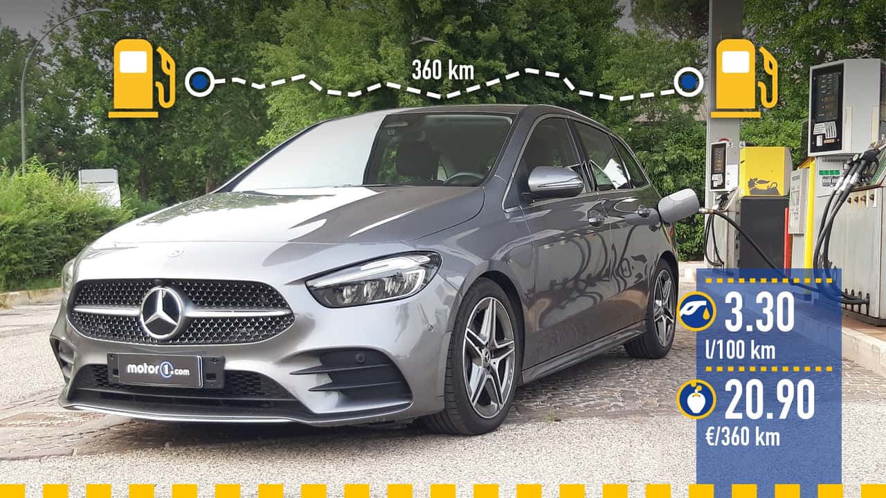 Mercedes Classe B diesel (2024), la prova consumi