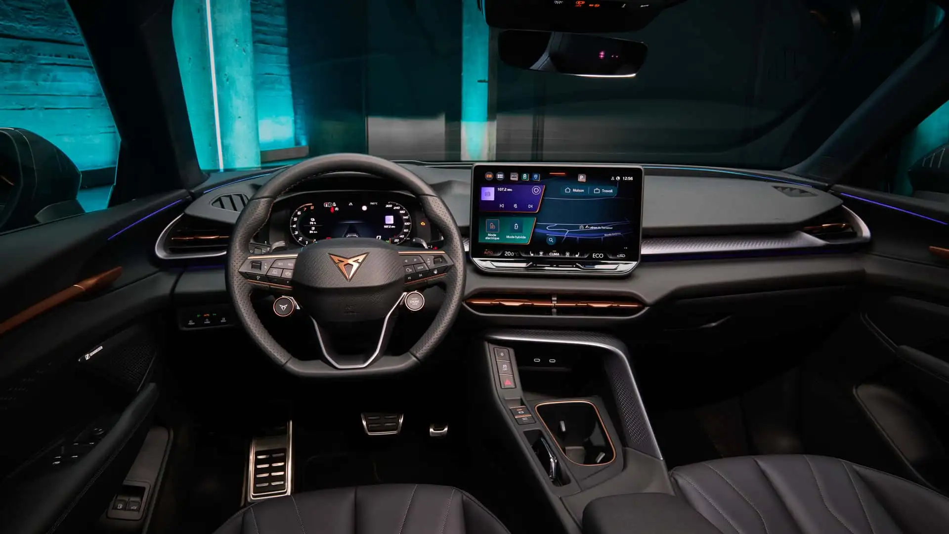 Tappetini Auto In Pelle Per Cupra Terramar 2025-2026, Set 4 Pezzi Nero-Rosso, Impermeabili E Antiscivolo