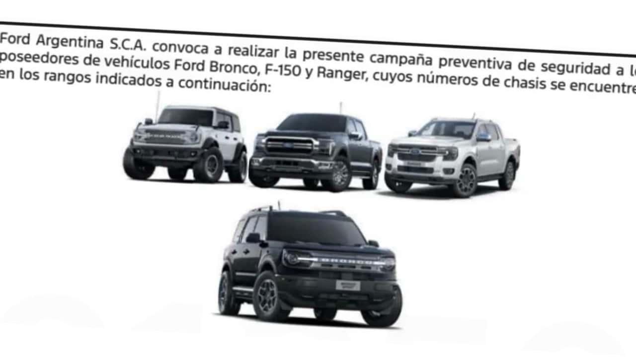 Recall para las Ford Ranger, Bronco Sport, Bronco V6 y F-150