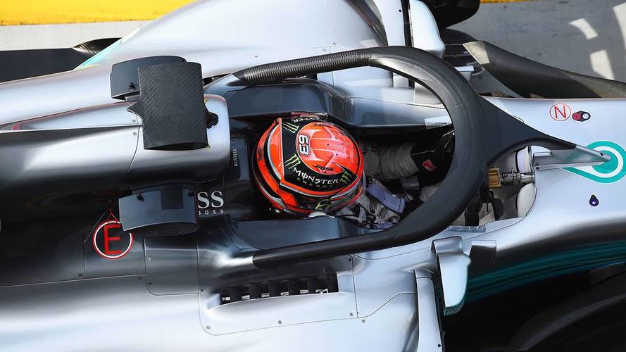 George Russell, Mercedes-Benz F1 W08 with halo