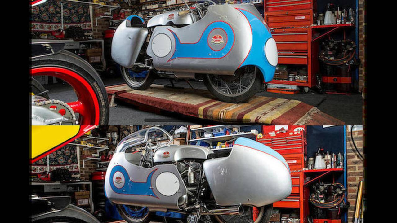 forward and rear side views of the 1957 Mondial Racer