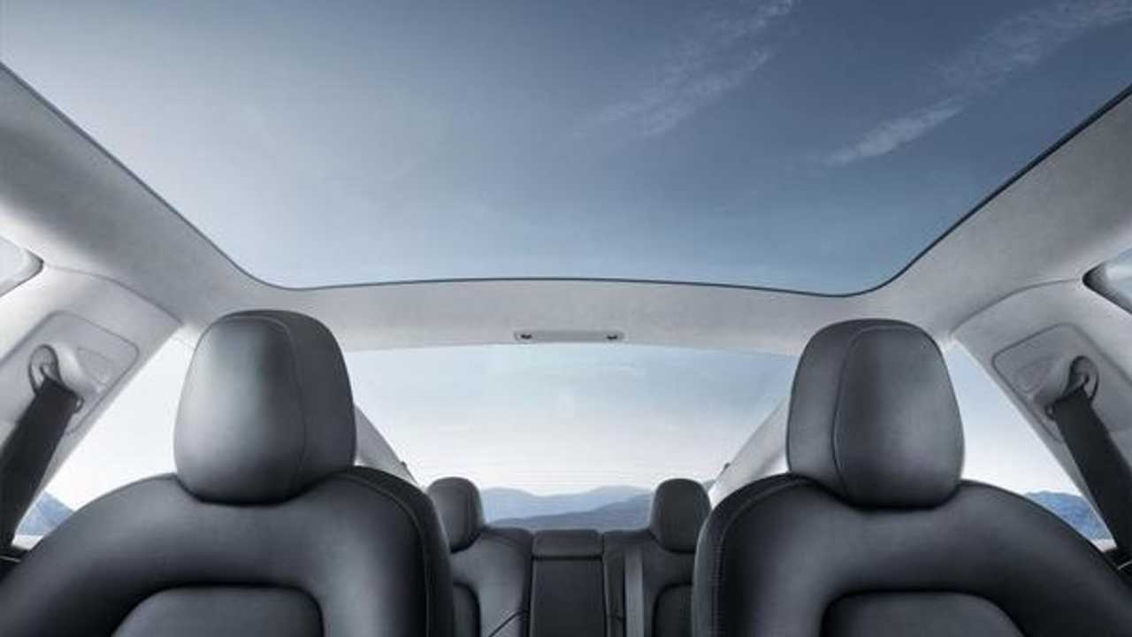tesla model 3 interior glass roof