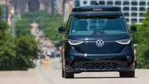 Volkswagen ID. Buzz AD on Austin streets front head on