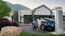 Volvo C40 Recharge charging at Starbucks store in Provo, Utah