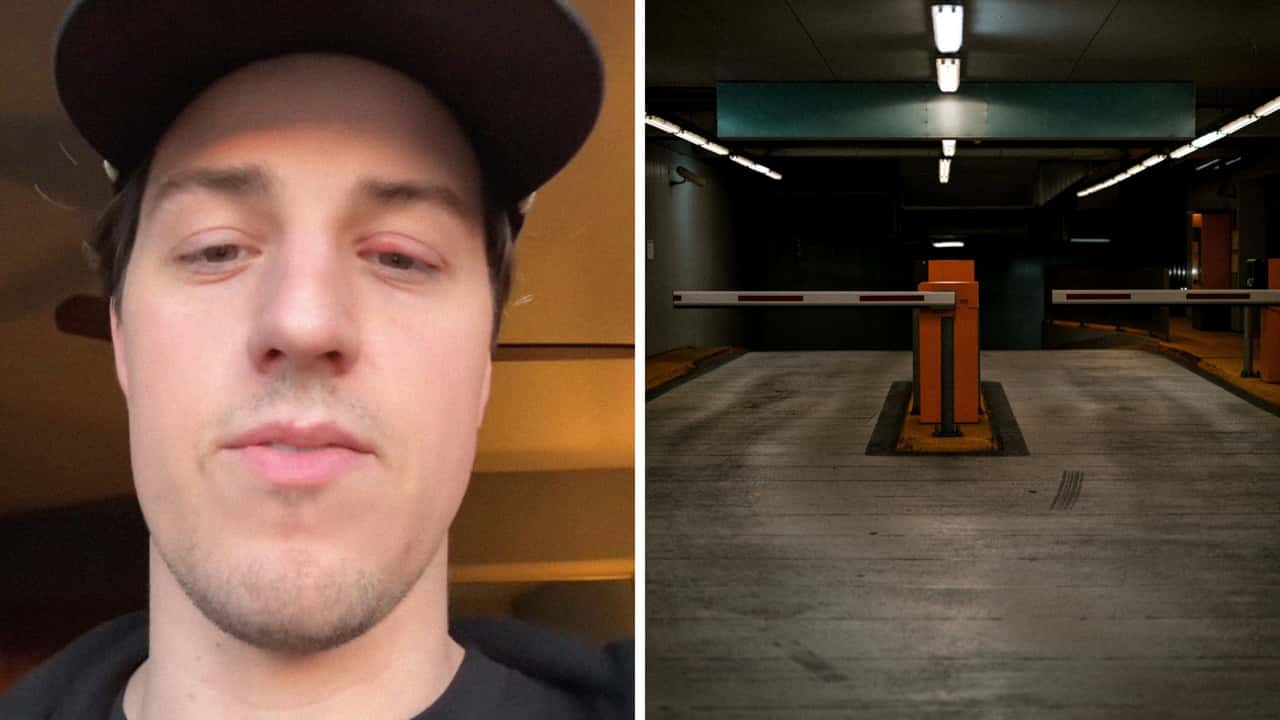 Man presses the 'Help' button while exiting the parking garage. Then he discovers a loophole for getting out for free 