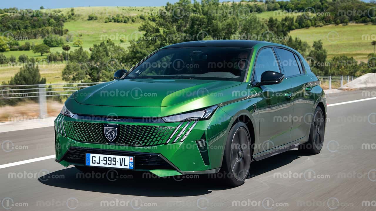 Peugeot E-308 Facelift (2025) als Rendering