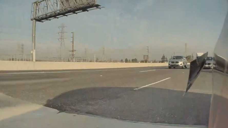 Watch This Tesla's Rear Window Fall Right Out On The Highway