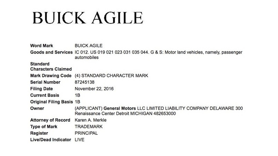 Buick Agile trademark