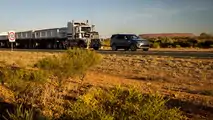 2018 Land Rover Discovery tows 110-ton road train