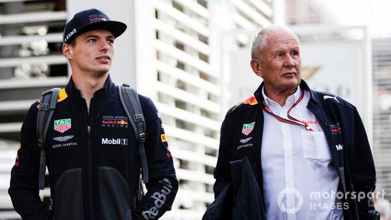 Max Verstappen and Dr Helmut Marko at Mexican GP 2018